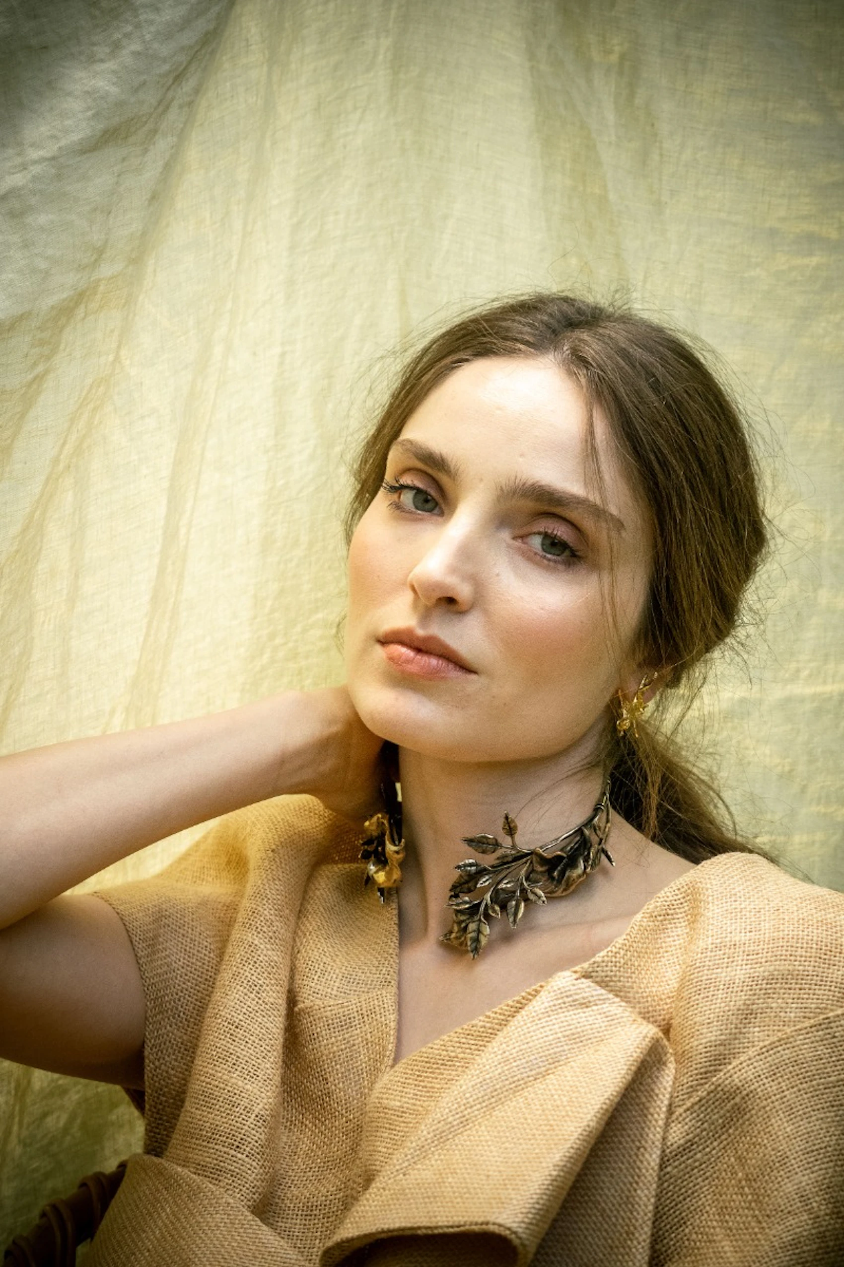 Antique Gold Water Lilies Choker 6