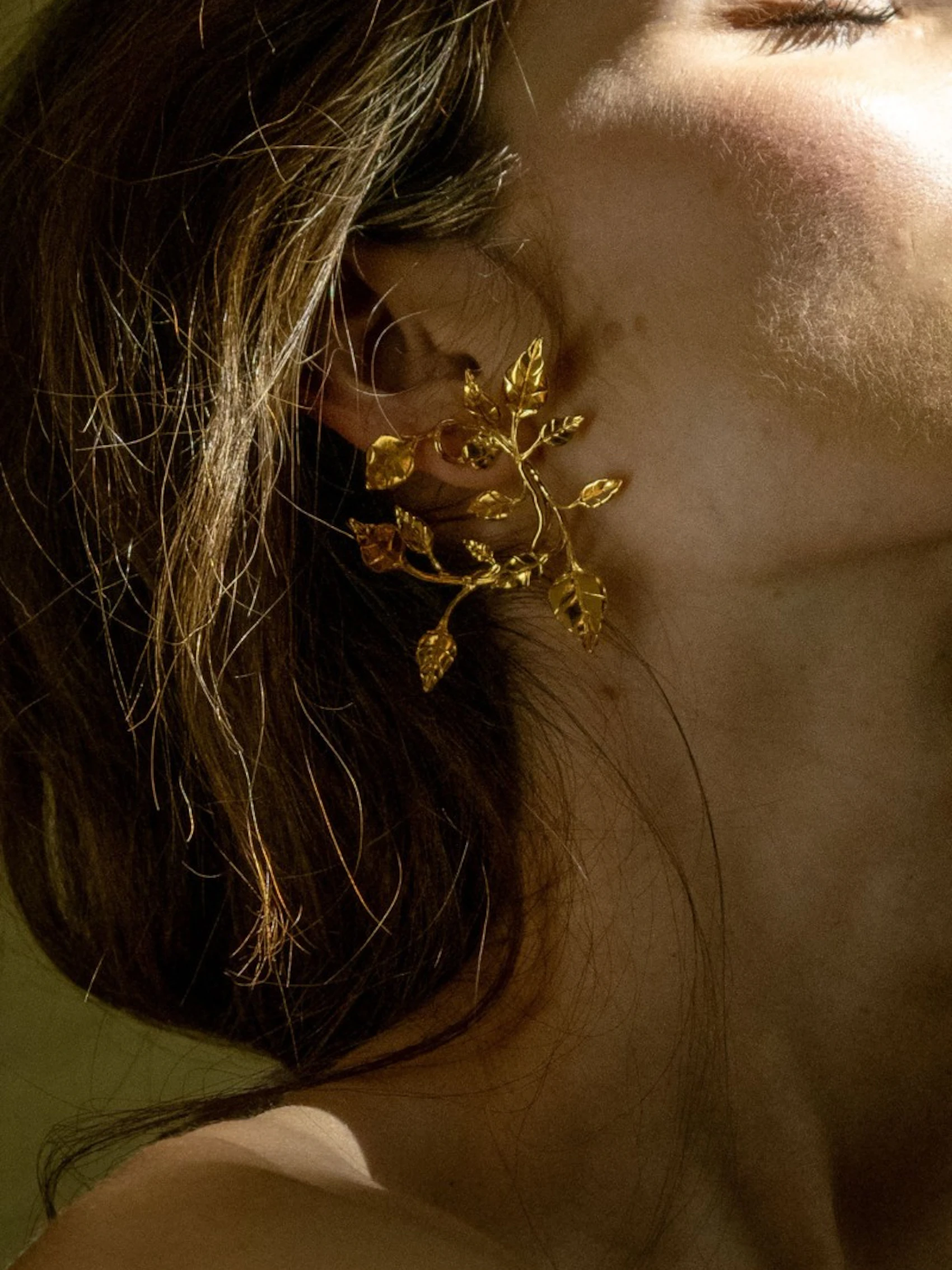 Gold Water Lily Earrings 1