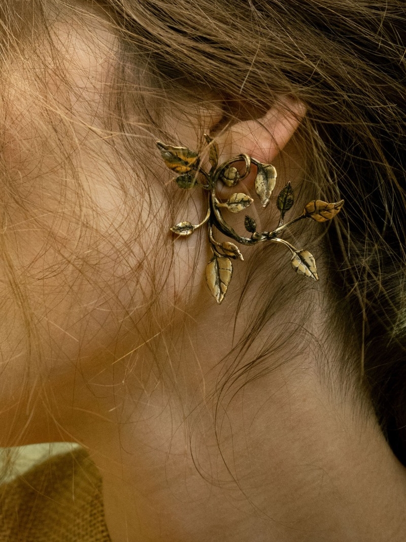 Antique Gold Water Lily Earrings 2