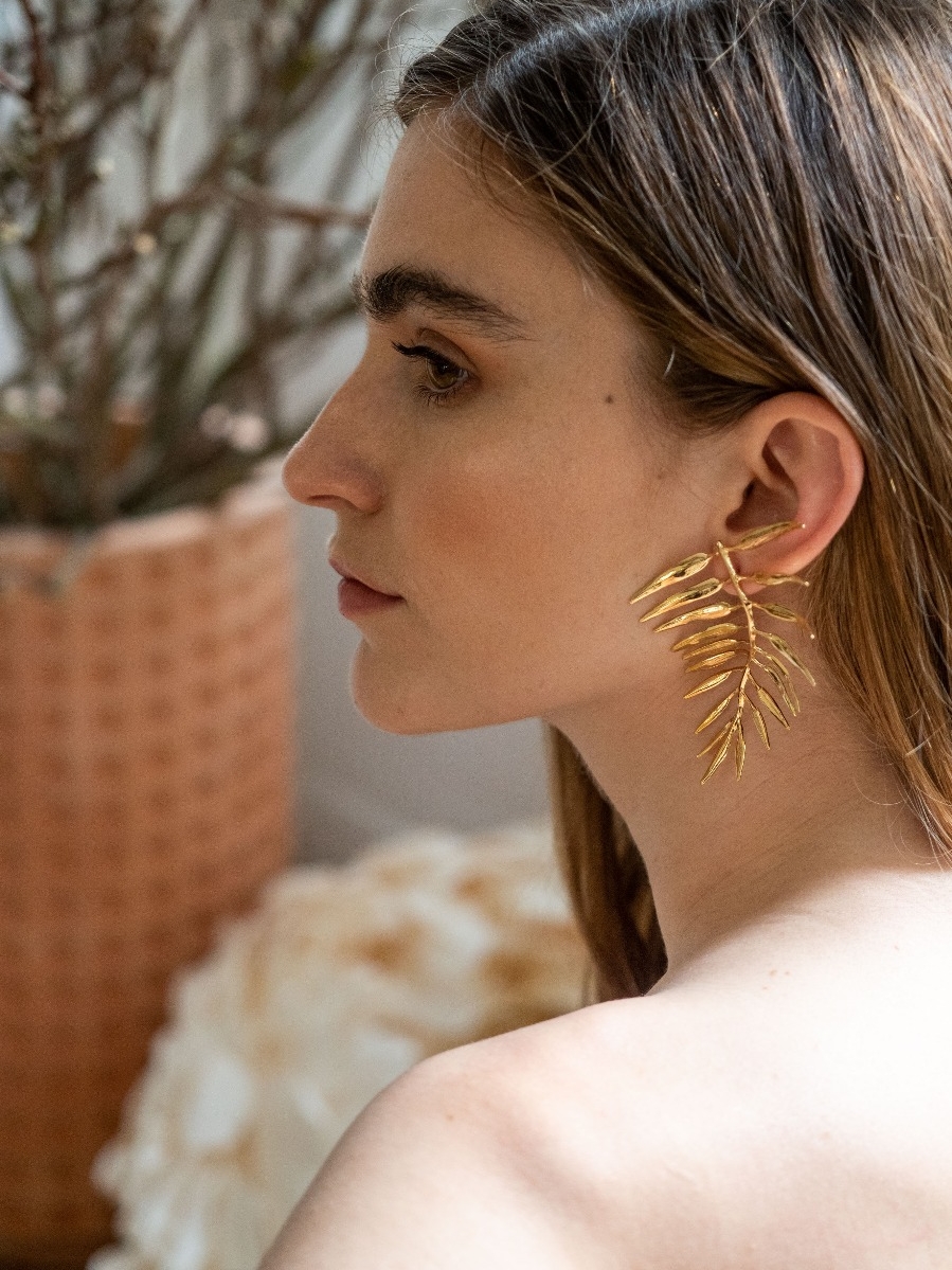 Gold Fern Earrings 1