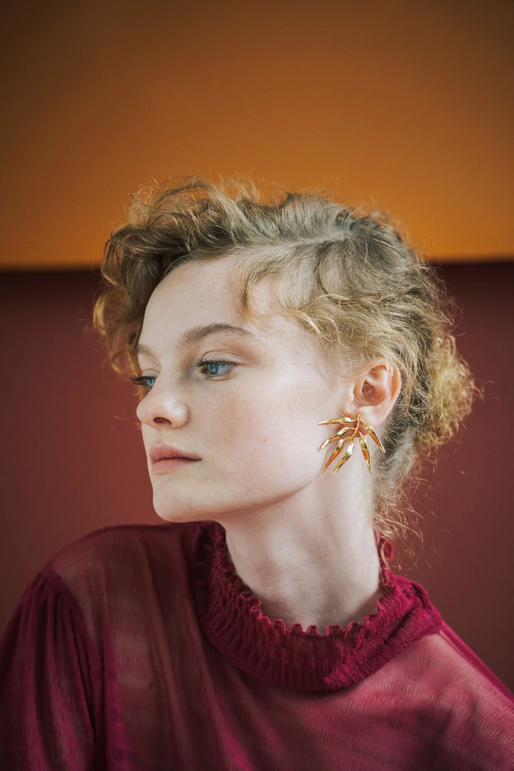 Gold Small Fern Earrings 2