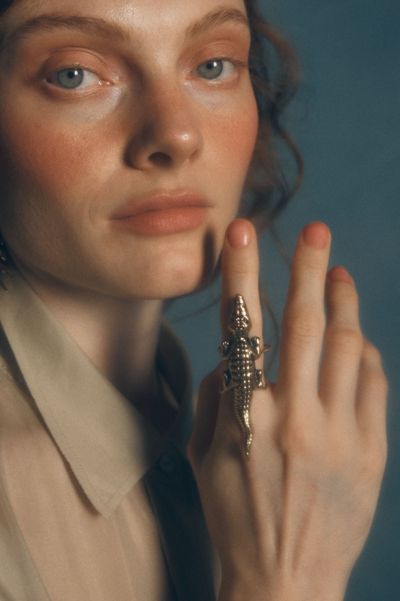 Antique Gold Mr. Crocodile Ring 0