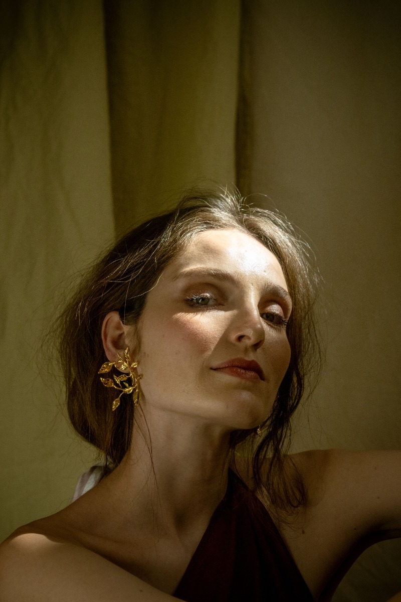 Gold Water Lily Earrings  2
