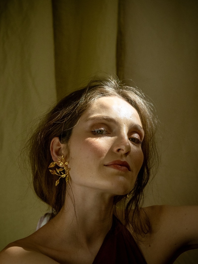 Gold Water Lily Earrings