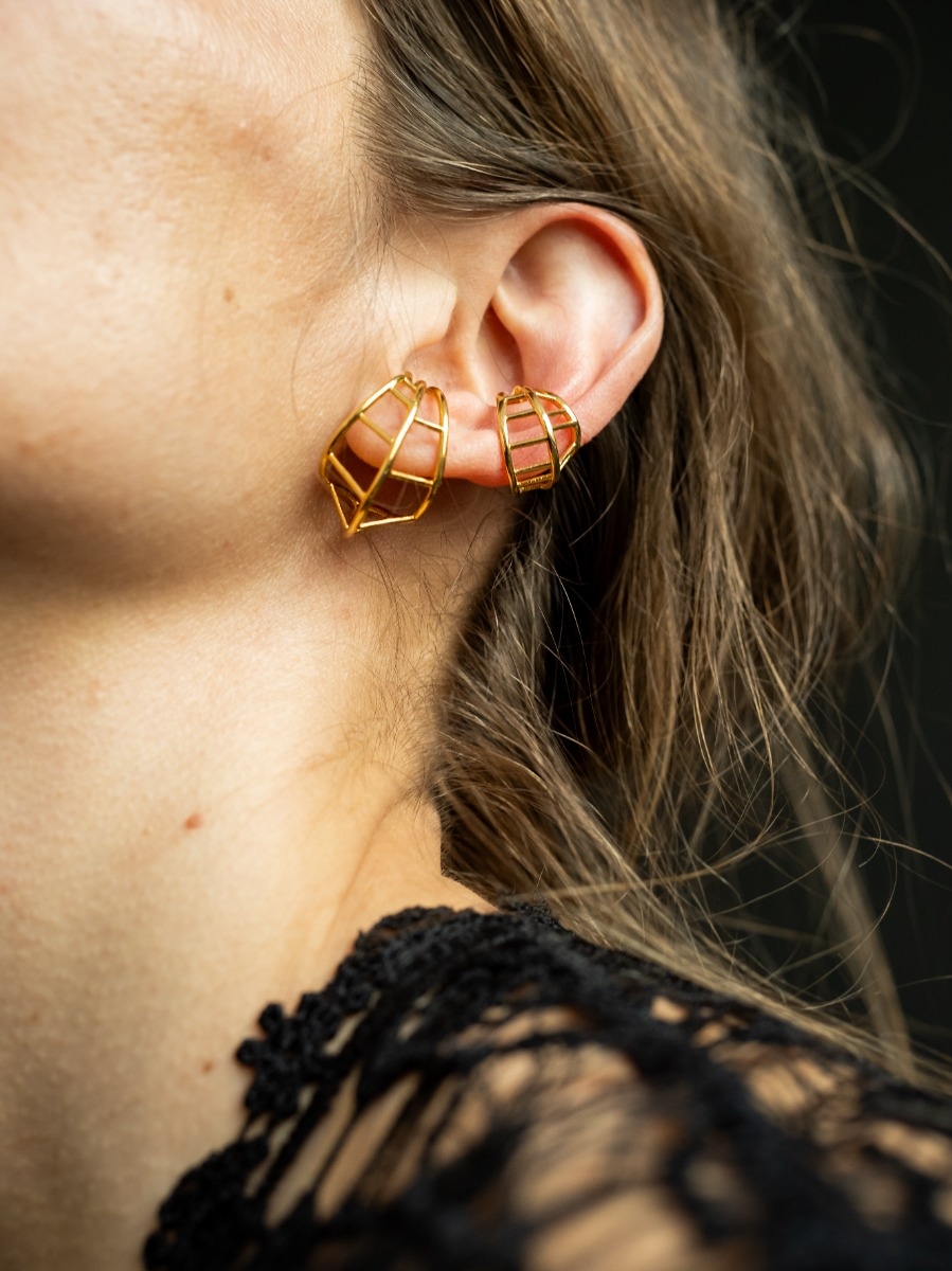 Gold Lattice Earrings 0